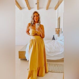 Mustard Yellow Strapless Dress